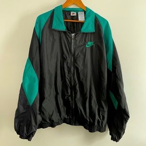 Vintage 90s Nike Windbreaker Black Teal Swoosh